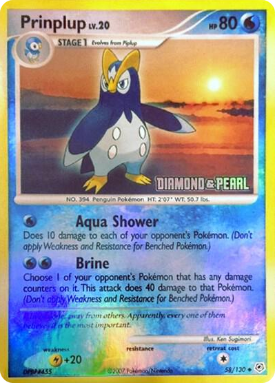 0058 Prinplup - 58/130 [Diamond & Pearl] Promo Burger King Promos