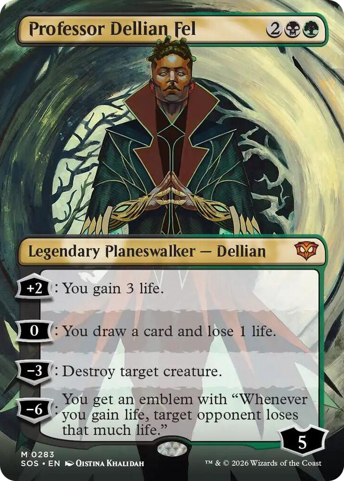 Professor Dellian Fel (Borderless) #283 M - Secrets of Strixhaven Pokemon card