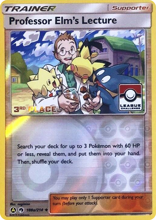 0188a Professor Elm's Lecture - 188a/214 (League Challenge) [3rd Place] Promo League & Championship Cards