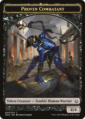 0005 Proven Combatant // Cat Double-Sided Token T Hour of Devastation