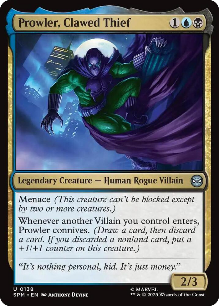 Prowler, Clawed Thief #138 U - Marvel's Spider-Man Pokemon card