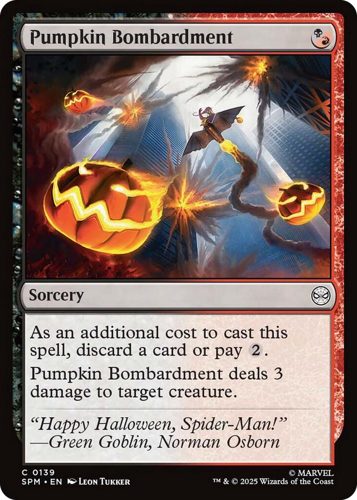 Pumpkin Bombardment #139 C - Marvel's Spider-Man Pokemon card
