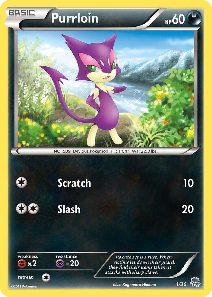 0001 Purrloin (#1) Common BW Trainer Kit: Excadrill & Zoroark