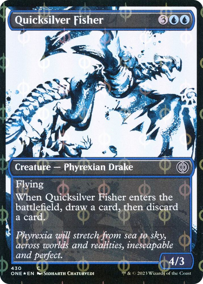 Quicksilver Fisher (Showcase) (Step-and-Compleat Foil) #430 C - Phyrexia: All Will Be One Pokemon card