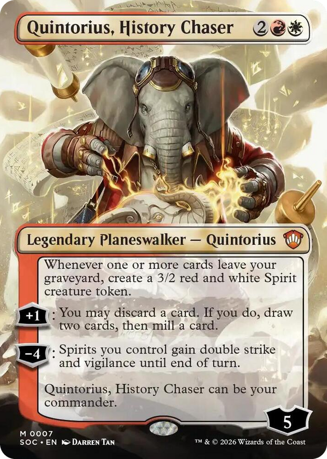 0007 Quintorius, History Chaser (Borderless) M Commander: Secrets of Strixhaven