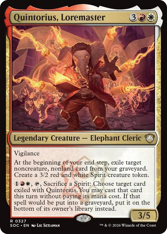 Quintorius, Loremaster #327 R - Commander: Secrets of Strixhaven Pokemon card
