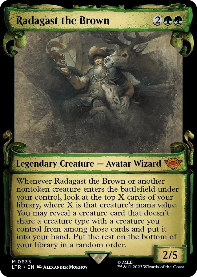Radagast the Brown (Showcase Scrolls) #635 M - Universes Beyond: The Lord of the Rings: Tales of Middle-earth Pokemon card