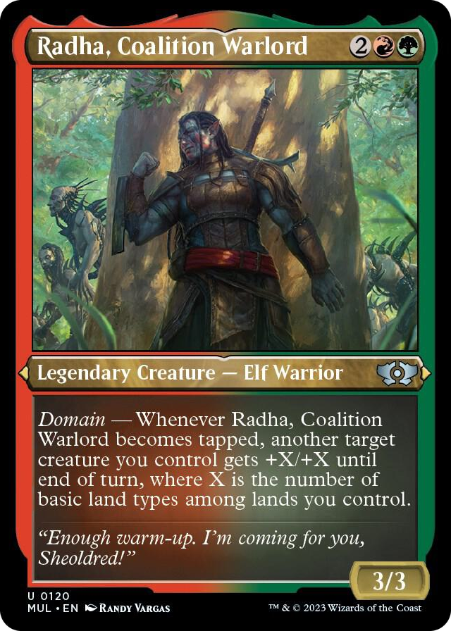 Radha, Coalition Warlord (Foil Etched) #120 U - March of the Machine: Multiverse Legends Pokemon card