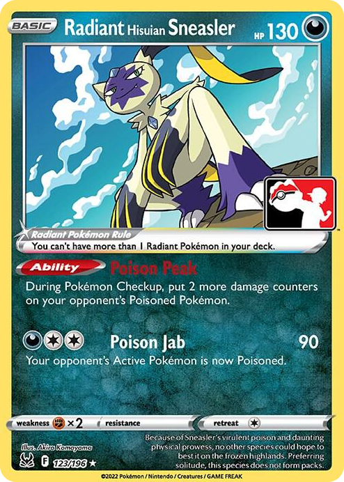 0123 Radiant Hisuian Sneasler Radiant Rare Prize Pack Series Cards