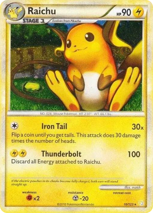 0010 Raichu - 10/123 (Cracked Ice Holo) Holo Rare Deck Exclusives