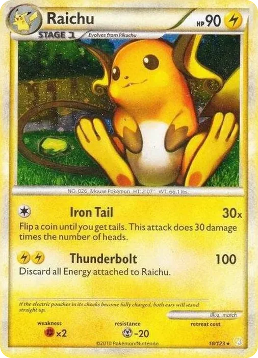 0010 Raichu - 10/123 (Cracked Ice Holo) Holo Rare Deck Exclusives