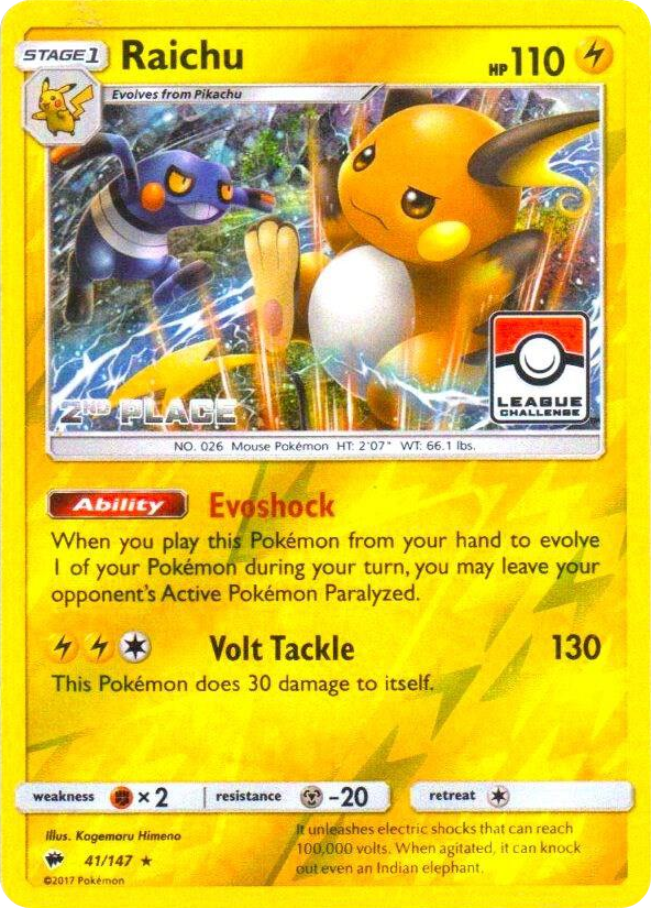 0041 Raichu - 41/147 (League Challenge) [2nd Place] Promo League & Championship Cards