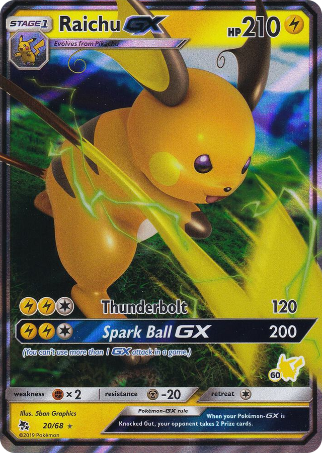 0020 Raichu GX - 20/68 (#60 Pikachu Stamped) Promo Battle Academy
