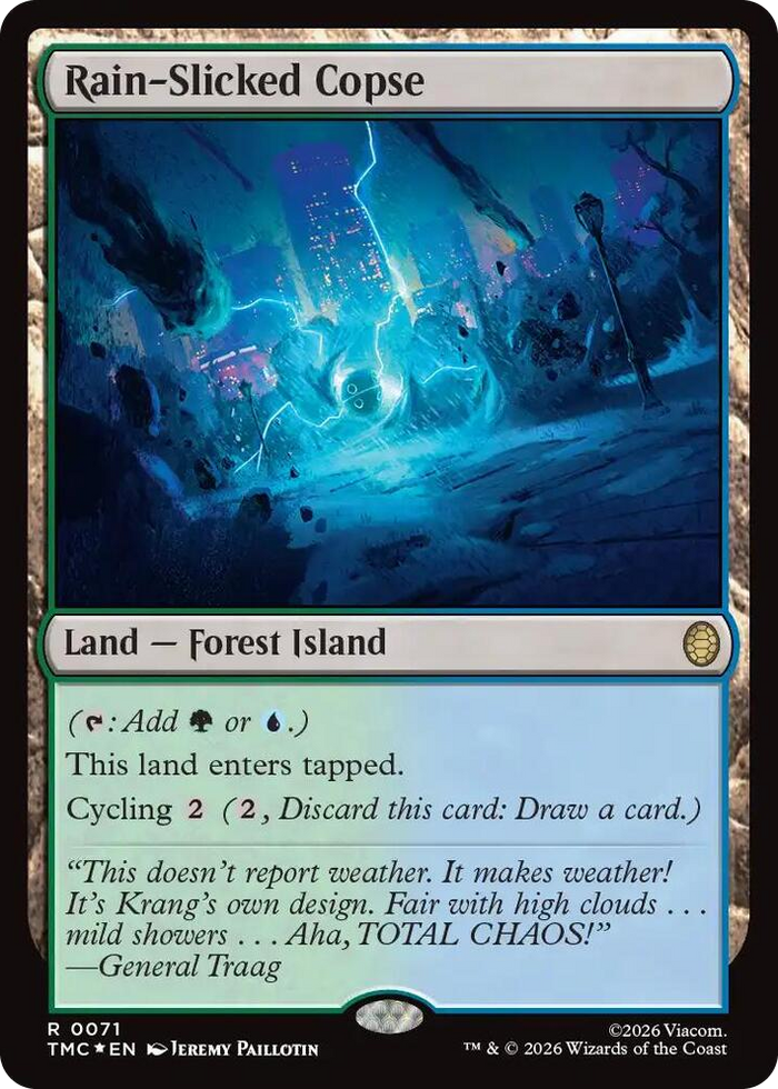 Rain-Slicked Copse (Surge Foil) #71 R - Commander: Teenage Mutant Ninja Turtles Pokemon card