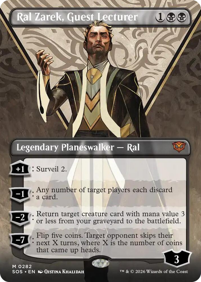 Ral Zarek, Guest Lecturer (Borderless) #282 M - Secrets of Strixhaven Pokemon card
