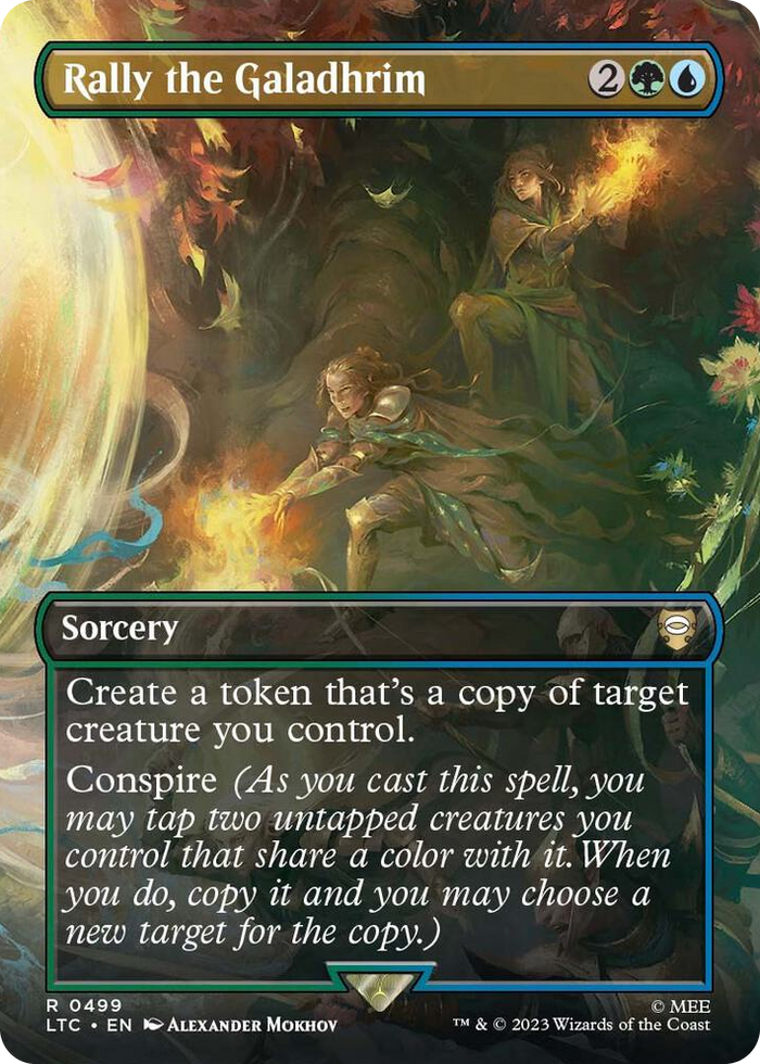 Rally the Galadhrim (Borderless) #499 R - Commander: The Lord of the Rings: Tales of Middle-earth Pokemon card