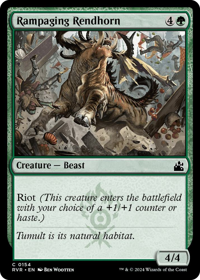 Rampaging Rendhorn #154 C - Ravnica Remastered Pokemon card