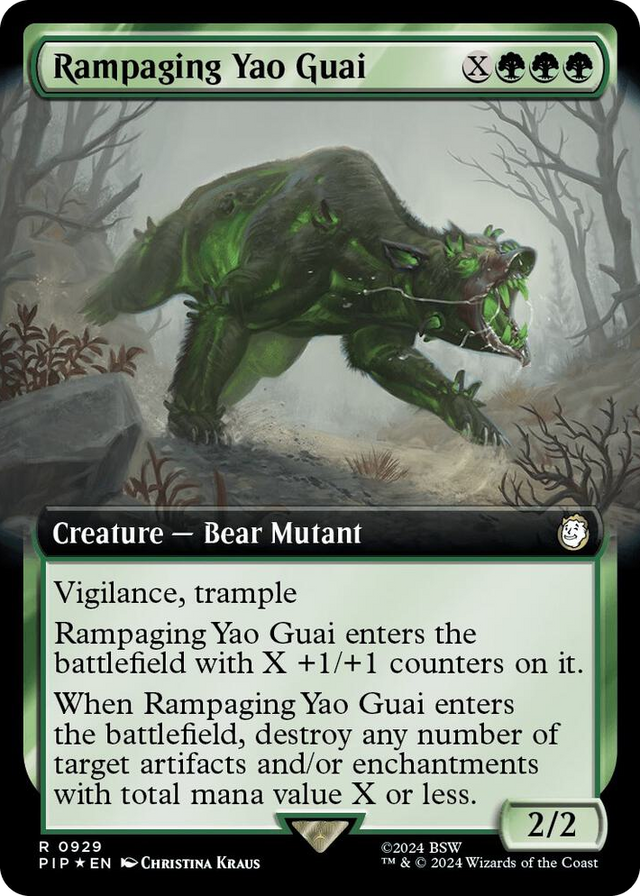 0929 Rampaging Yao Guai (Extended Art) (Surge Foil) R Universes Beyond: Fallout