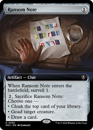 0356 Ransom Note (0356) (Extended Art) R Commander: Murders at Karlov Manor