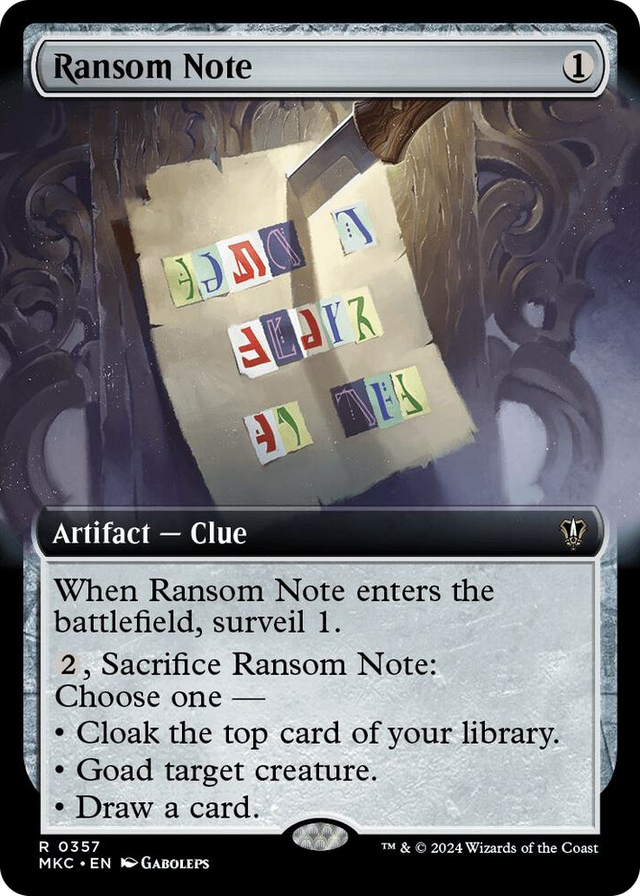 0357 Ransom Note (0357) (Extended Art) R Commander: Murders at Karlov Manor