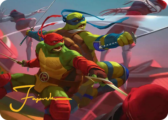 0016 Raph & Leo, Sibling Rivals Art Card (Gold-Stamped Signature) S Art Series: Teenage Mutant Ninja Turtles