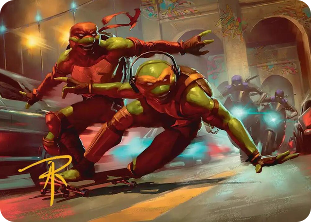 0017 Raph & Mikey, Troublemakers Art Card (Gold-Stamped Signature) S Art Series: Teenage Mutant Ninja Turtles