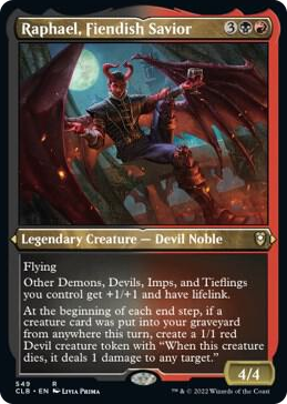 Raphael, Fiendish Savior (Foil Etched) #549 R - Commander Legends: Battle for Baldur's Gate Pokemon card