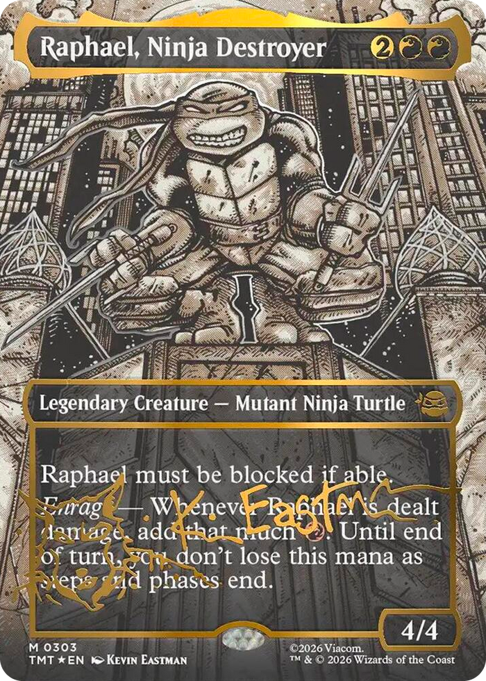 Raphael, Ninja Destroyer (Borderless) (Gold-Stamped Signature) #303 M - Teenage Mutant Ninja Turtles Pokemon card