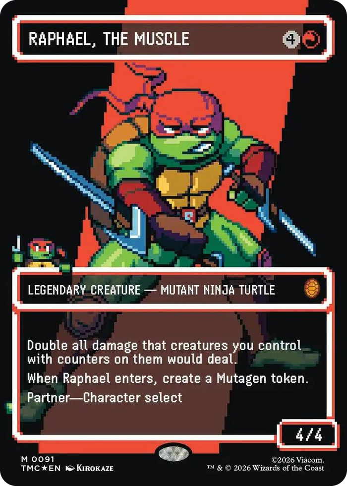 Raphael, the Muscle (0091) (Borderless) (Surge Foil) #91 M - Commander: Teenage Mutant Ninja Turtles Pokemon card
