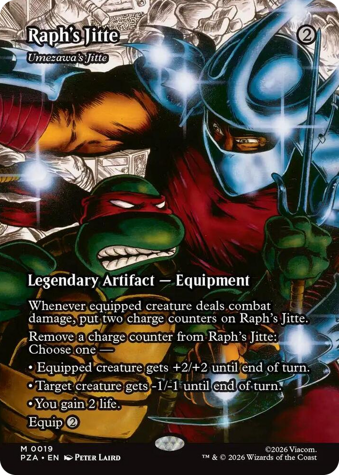 Raph's Jitte - Umezawa's Jitte (Borderless) #19 M - Teenage Mutant Ninja Turtles Source Material Pokemon card
