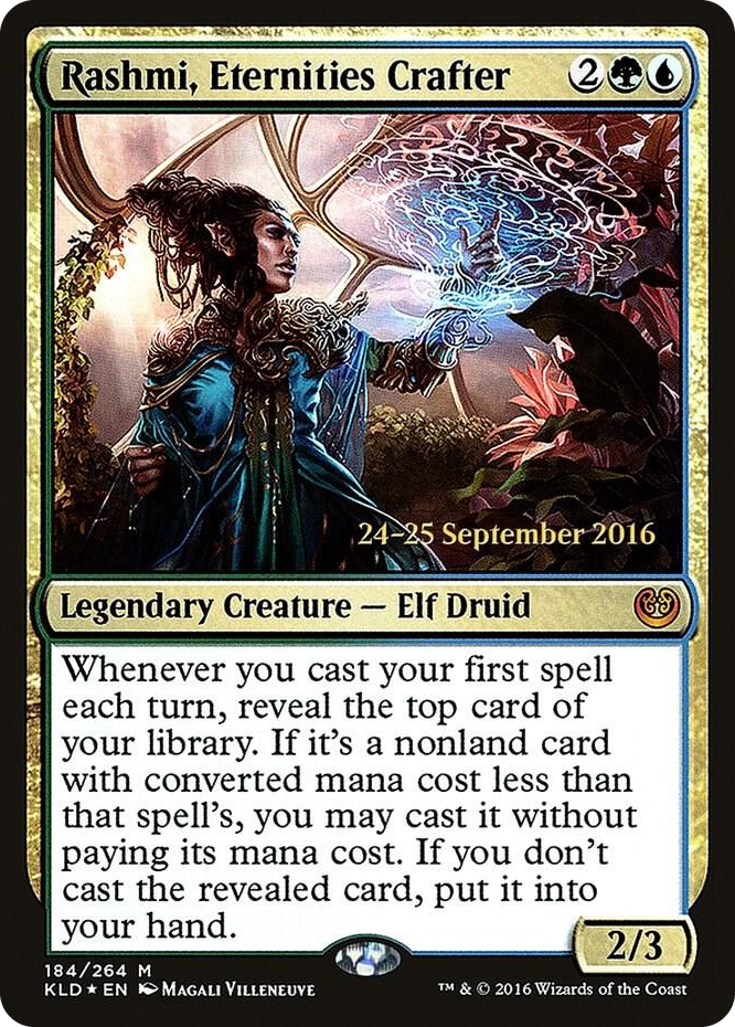 0184 Rashmi, Eternities Crafter M Prerelease Cards