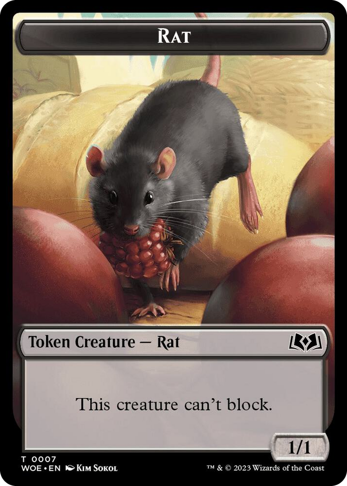 Rat // Food (0013) Double-Sided Token #7 T - Wilds of Eldraine Pokemon card