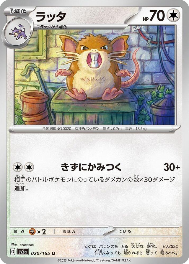 0020 Raticate Uncommon Pokemon Card 151