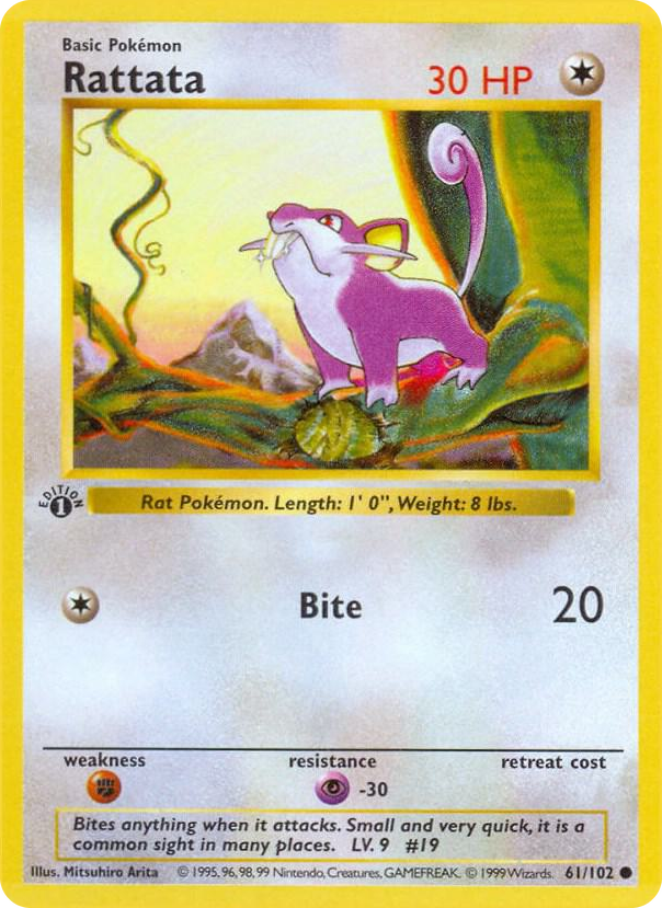 0061 Rattata Common Base Set (Shadowless)