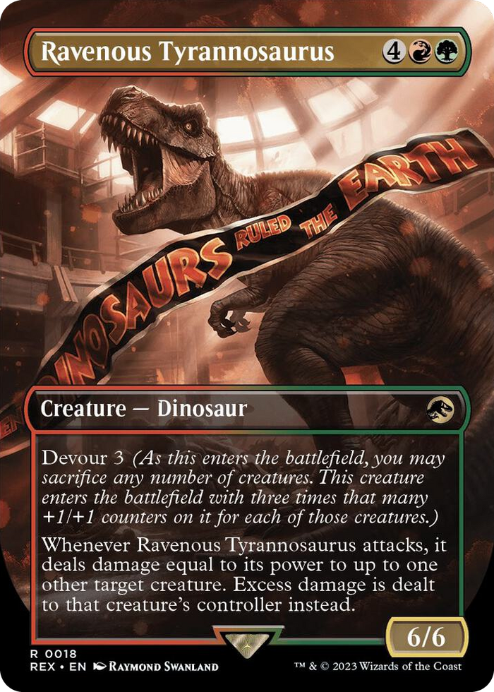 Ravenous Tyrannosaurus (Borderless) #18 R - Universes Beyond: Jurassic World Collection Pokemon card