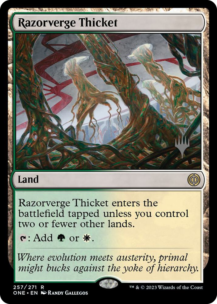 Razorverge Thicket #257 R - Promo Pack: Phyrexia: All Will Be One Pokemon card