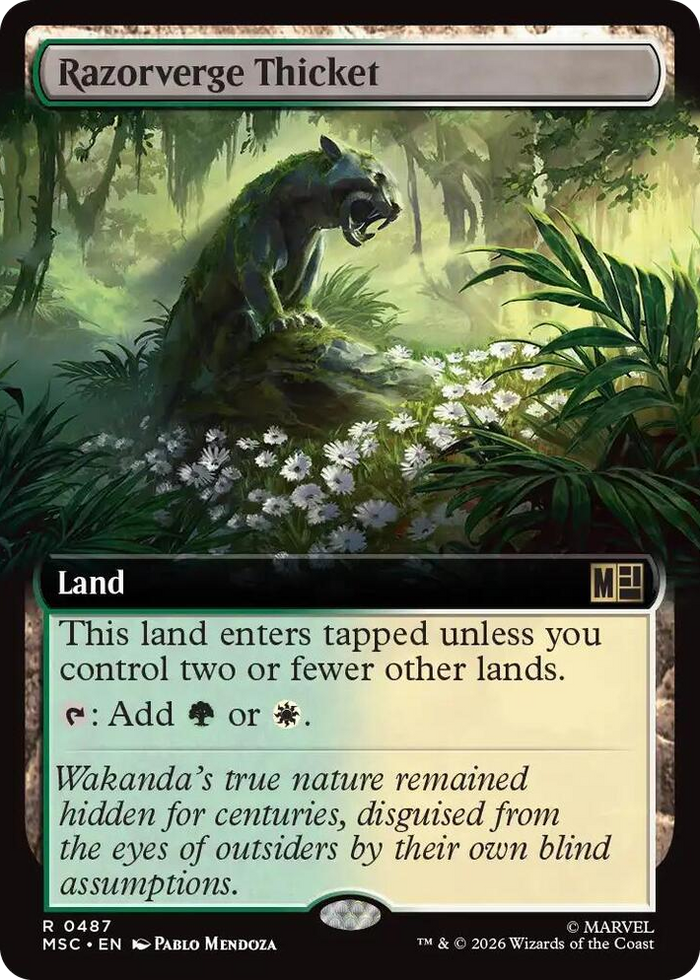 Razorverge Thicket (Extended Art) #487 R - Commander: Marvel Super Heroes Pokemon card