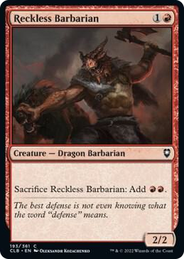 0193 Reckless Barbarian C Commander Legends: Battle for Baldur's Gate