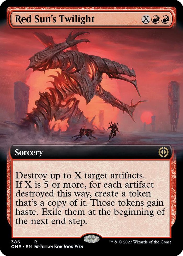 Red Sun's Twilight (Extended Art) #386 R - Phyrexia: All Will Be One Pokemon card