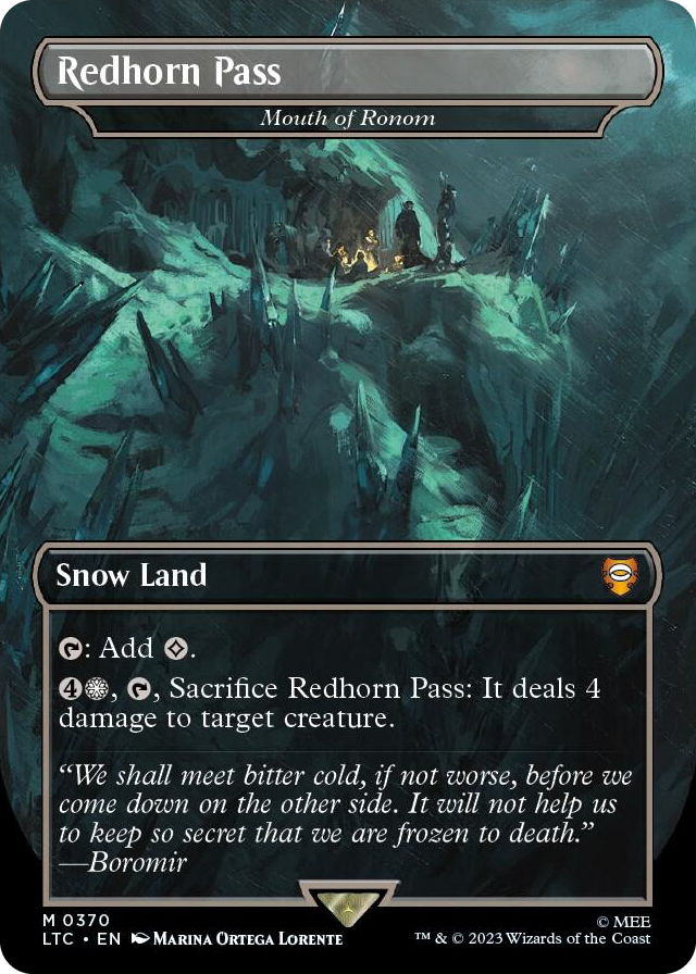 Redhorn Pass - Mouth of Ronom (Borderless) #370 M - Commander: The Lord of the Rings: Tales of Middle-earth Pokemon card