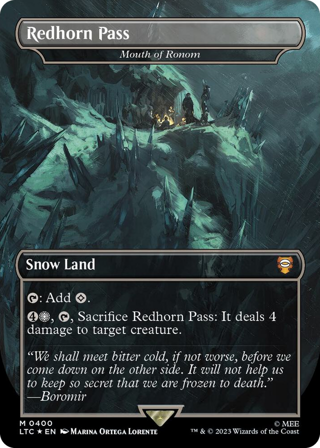 0400 Redhorn Pass - Mouth of Ronom (Borderless) (Surge Foil) M Commander: The Lord of the Rings: Tales of Middle-earth