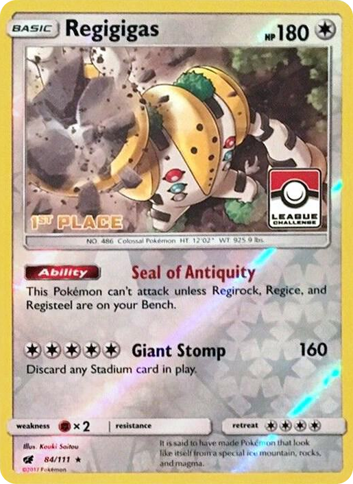 0084 Regigigas - 84/111 (League Challenge) [1st Place] Promo League & Championship Cards