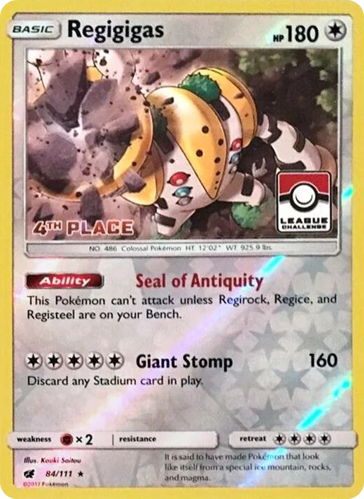 0084 Regigigas - 84/111 (League Challenge) [4th Place] Promo League & Championship Cards
