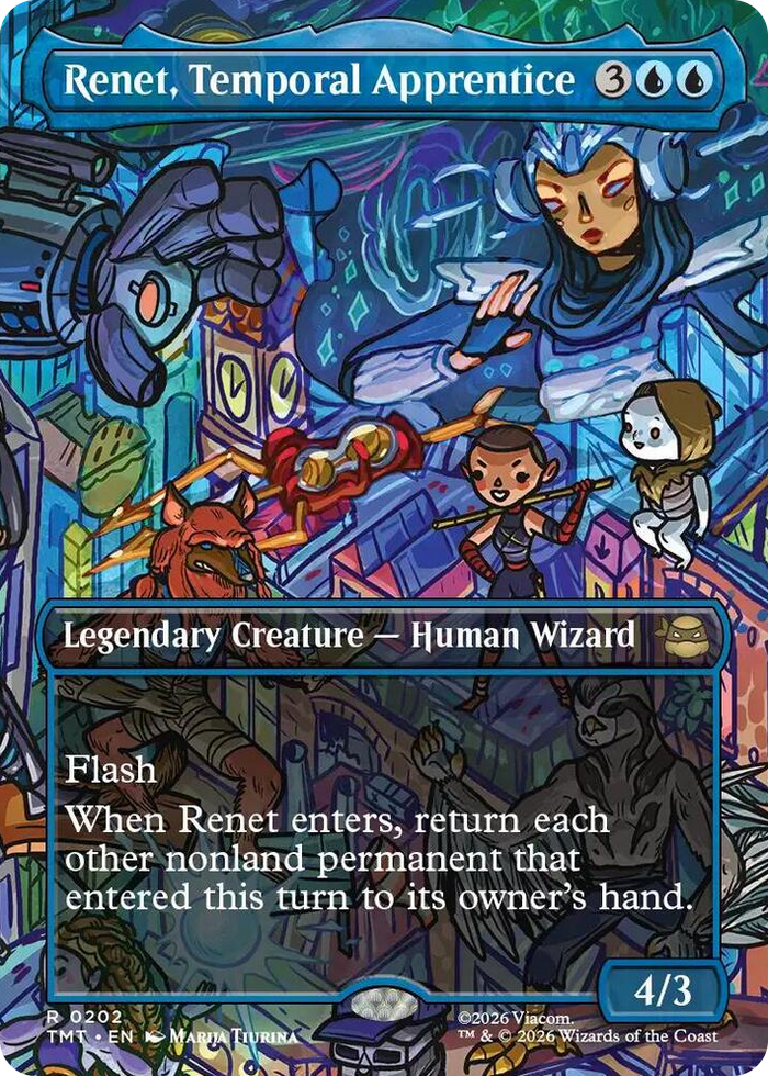 Renet, Temporal Apprentice (Borderless) #202 R - Teenage Mutant Ninja Turtles Pokemon card