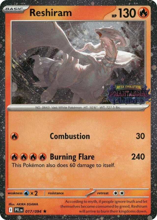 0017 Reshiram (Phantasmal Flames Stamped) Rare Miscellaneous Cards & Products