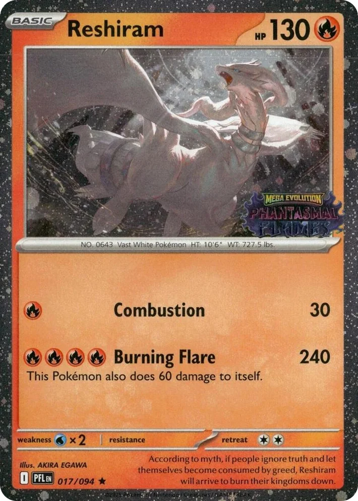 0017 Reshiram (Phantasmal Flames Stamped) Rare Miscellaneous Cards & Products