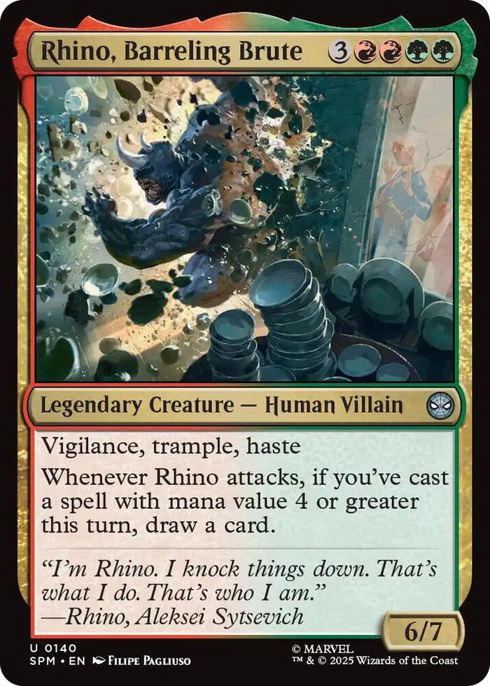 Rhino, Barreling Brute #140 U - Marvel's Spider-Man Pokemon card