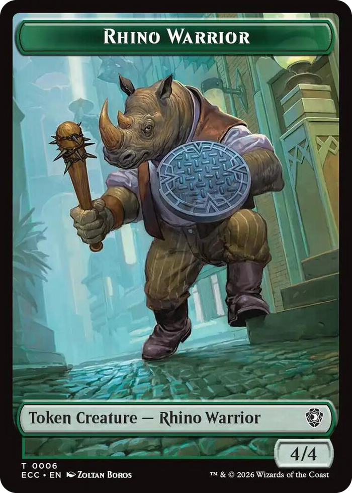 Rhino Warrior // Elemental (0010) Double-Sided Token #6 T - Commander: Lorwyn Eclipsed Pokemon card