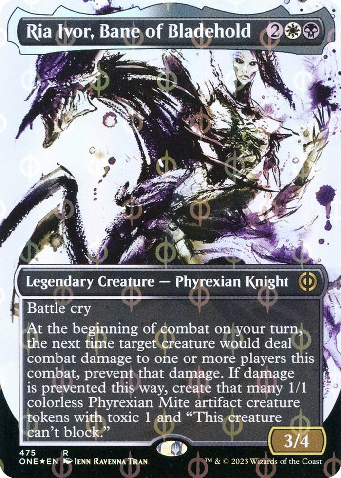 Ria Ivor, Bane of Bladehold (Showcase) (Step-and-Compleat Foil) #475 R - Phyrexia: All Will Be One Pokemon card