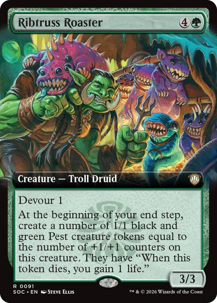 Ribtruss Roaster (Extended Art) #91 R - Commander: Secrets of Strixhaven Pokemon card